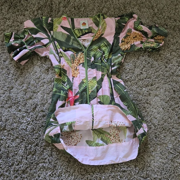 Farm Rio Banana Leaves V-Neck Mini Dress - Picture 6 of 14